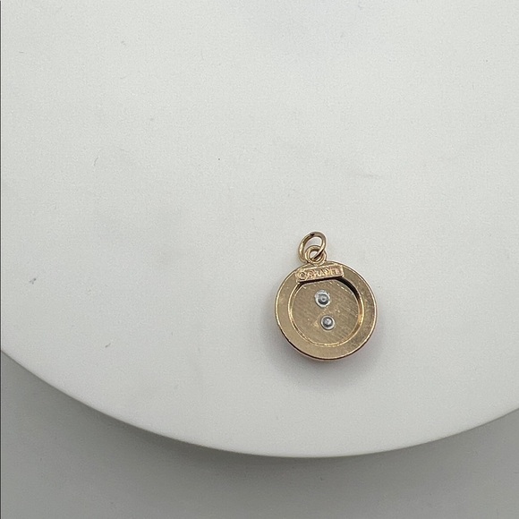 883. Designer Pink and Gold Logo Charm - Picture 3 of 3